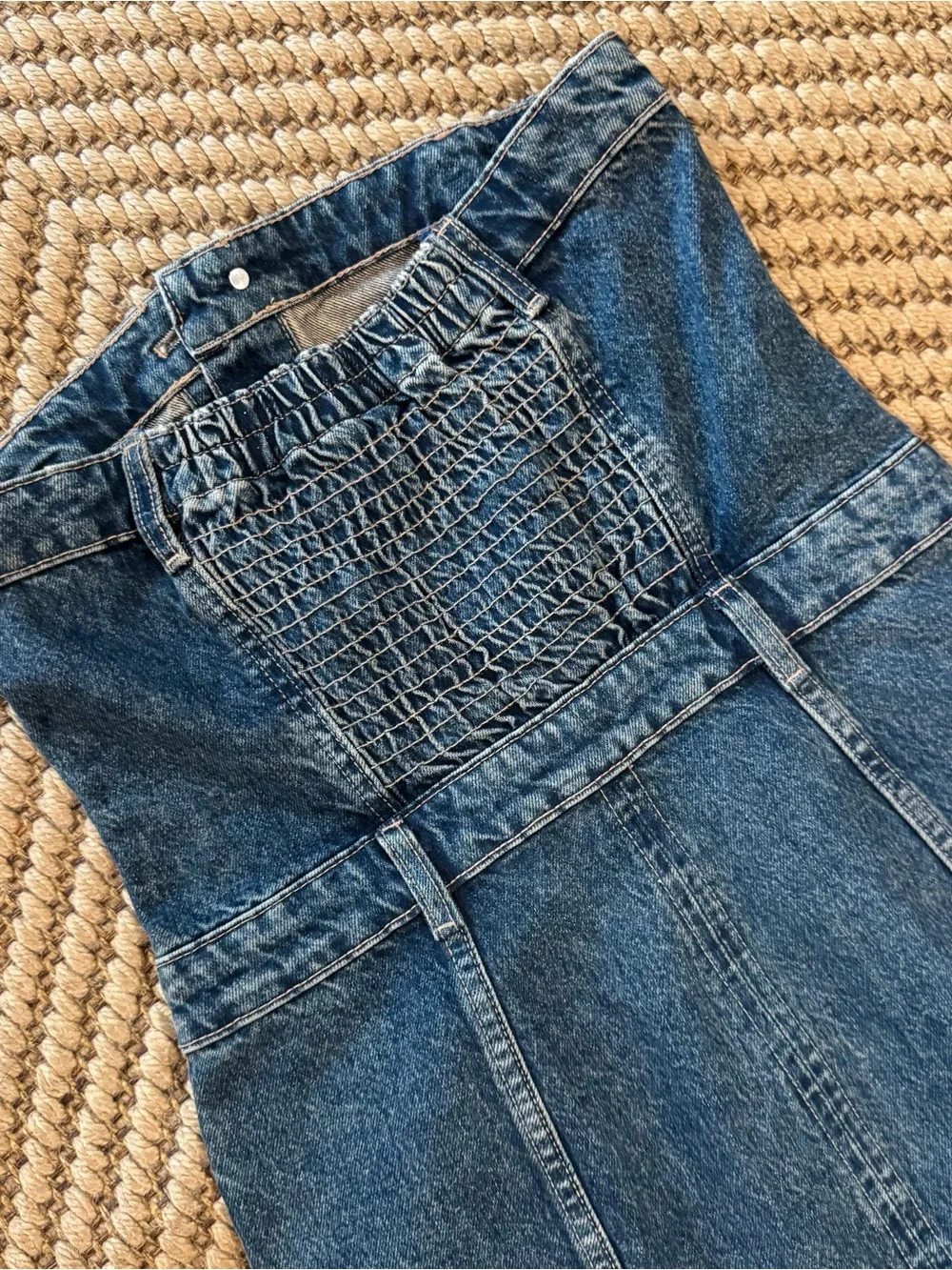Zara Dark Blue Denim Midi Dress with Buttoned Bust - Picture 4 of 5